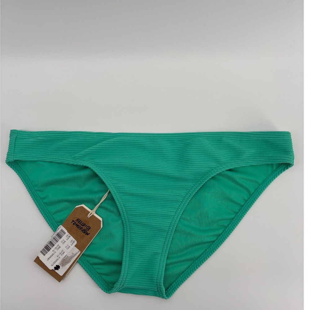 Billabong Womens XL Green Ribbed Bikini Swim Bottoms Recycled Mid Rise Textured